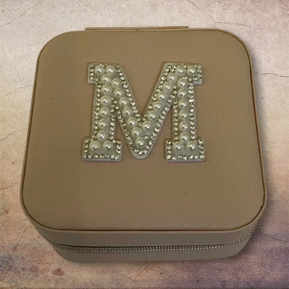 Pale pink Jewelry Box with Pearl Initial M